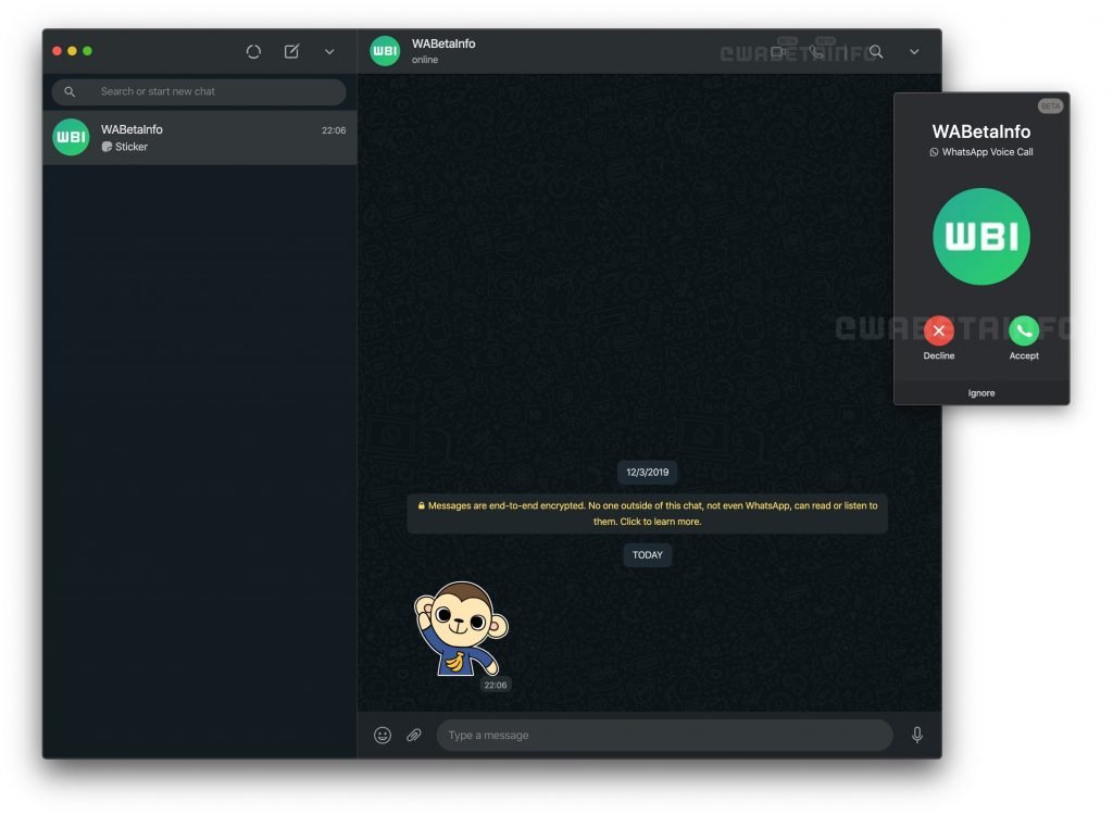 Whatsapp desktop app calling